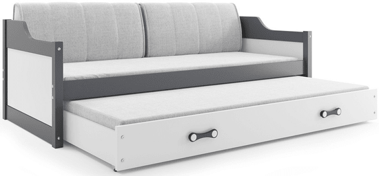 eoshop Dětská postel s přistýlkou DAVID 80x190 cm, grafitová/bílá (Volba matrace: Pěnová matrace)