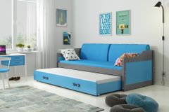 eoshop Dětská postel s přistýlkou DAVID 80x190 cm, grafitová/modrá (Volba matrace: Pěnová matrace)