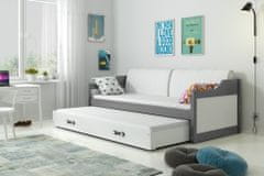 eoshop Dětská postel s přistýlkou DAVID 80x190 cm, grafitová/bílá (Volba matrace: Pěnová matrace)