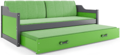 eoshop Dětská postel s přistýlkou DAVID 80x190 cm, grafitová/zelená (Volba matrace: Pěnová matrace)