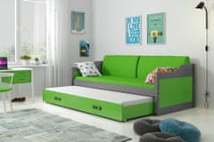 eoshop Dětská postel s přistýlkou DAVID 80x190 cm, grafitová/zelená (Volba matrace: Pěnová matrace)