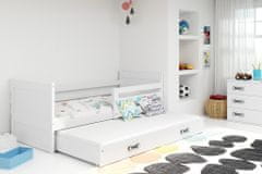 eoshop Dětská postel s přistýlkou RICO 2 90x200 cm, bílá/bílá (Volba matrace: Pěnová matrace)