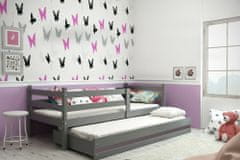 eoshop Dětská postel s přistýlkou ERYK 2 80x190 cm, grafitová/grafitová (Volba matrace: Pěnová matrace)