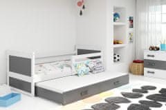 eoshop Dětská postel s přistýlkou RICO 2 90x200 cm, bílá/grafitová (Volba matrace: Pěnová matrace)
