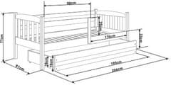 eoshop Dětská postel s přistýlkou KUBUS 2 90x200 cm, bílá/bílá (Volba matrace: Pěnová matrace)