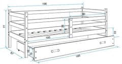 eoshop Dětská postel ERYK 1 80x190 cm, borovice/modrá (Volba matrace: Pěnová matrace)