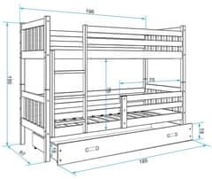 eoshop Patrová postel ERYK 80x190 cm, bílá/modrá (Volba matrace: Pěnová matrace)