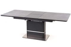 Halmar Jídelní rozkládací stůl MARTIN, 160x75x90, černá, lamino/sklo