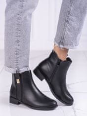 Amiatex Pohodlné dámské kotníčkové boty černé na plochém podpatku, černé, 36