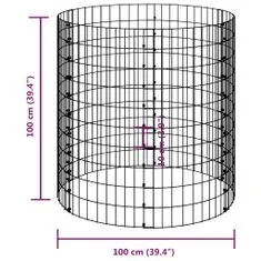 Vidaxl Kruhový gabionový vyvýšený záhon pozinkovaná ocel Ø 100x100 cm