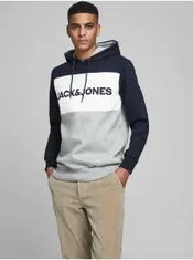 Jack&Jones Modro-šedá mikina s kapucí Jack & Jones XXL