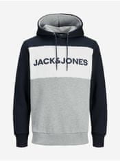 Jack&Jones Modro-šedá mikina s kapucí Jack & Jones XXL