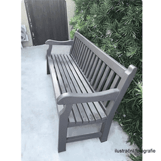 KONDELA Dřevěná zahradní lavička, šedá, 124 cm, KOLNA