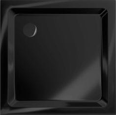 Mexen Flat sprchová vanička čtvercová slim 80 x 80, černá + černý sifon (40708080B)