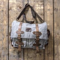 Old Cotton Cargo BALTIMORE BAG 7019, batoh zelený s kůží, 14 l