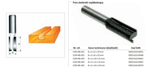 Condor Přímá fréza na dřevo Fi=6 X 19 mm stopka 8 mm bez ložiska