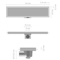 Vidaxl Sprchový žlab s krytem 2 v 1 53 x 14 cm nerezová ocel