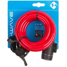M-Wave Zámek 10x1800mm s objímkou na sedlovku, červený