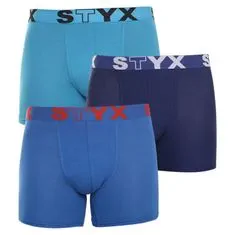 Styx 3PACK pánské boxerky long sportovní guma modré (U9676869) - velikost XL