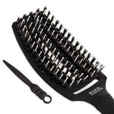 Olivia Garden Finger Brush - kartáč na rozčesávání a masáž, kančí štětiny, střední, dokonale rozčesané vlasy bez poškození