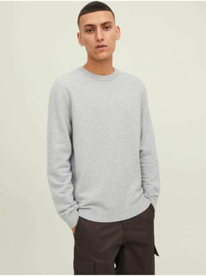 Jack&Jones Světle šedý žebrovaný basic svetr Jack & Jones Otto