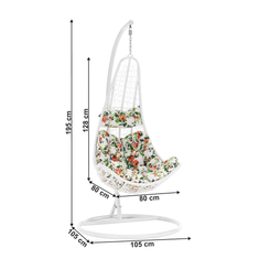 KONDELA Závěsné křeslo, bílá / vzor květy, Kalea 2 NEW
