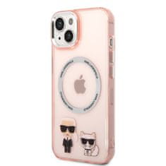 Karl Lagerfeld Lagerfeld MagSafe Kompatibilní Kryt Karl and Choupette pro iPhone 14 Max Pink