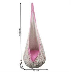 KONDELA Závěsné houpací křeslo, růžová / vzor plameňák, SIESTA TYP 2