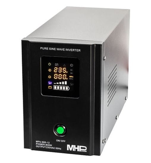 MHpower záložní zdroj MPU-800-12, UPS, 800W, čistý sinus, 12V