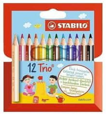 Stabilo Pastelky Trio silné a krátké 12 ks sada