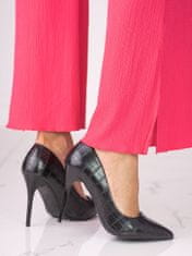 Amiatex Designové černé dámské lodičky na jehlovém podpatku + Ponožky Gatta Calzino Strech, černé, 36