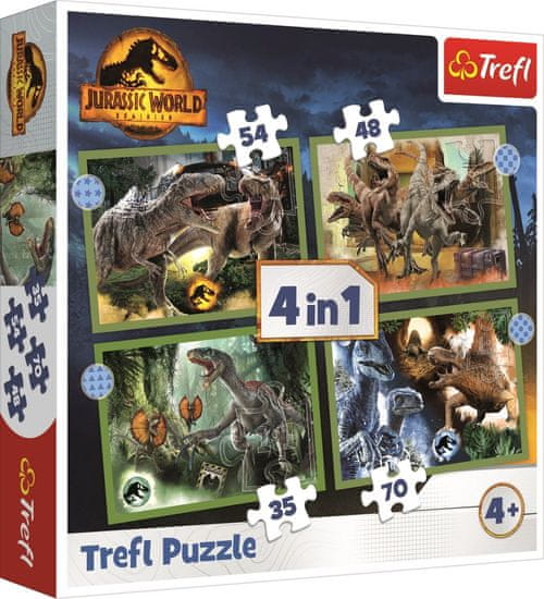 Trefl Puzzle Jurský svět: Nadvláda 4v1 (35,48,54,70 dílků)