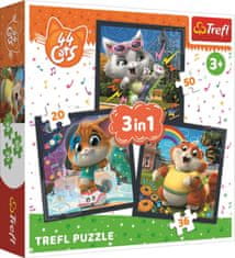 Trefl Puzzle 44 koček: Seznamte se s kočkami 3v1 (20,36,50 dílků)