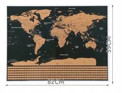 Malatec Velká Stírací mapa světa s vlajkami Deluxe 82 x 59 cm s příslušenstvím černá