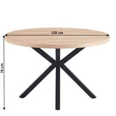 BPS-koupelny Jídelní stůl, dub sonoma / černá, průměr 120 cm, MEDOR