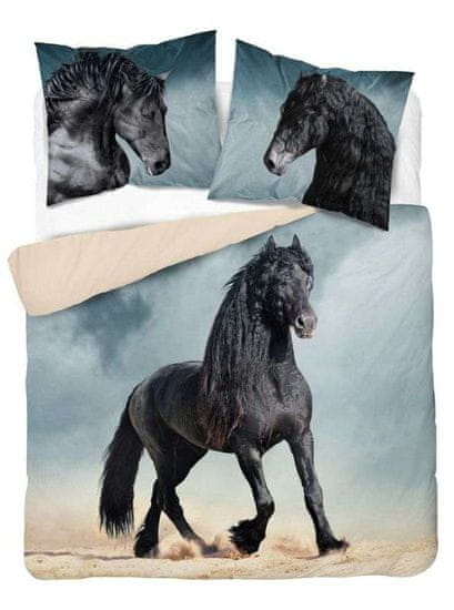 Detexpol Francouzské povlečení Black Horse Bavlna, 220/200, 2x70/80 cm