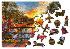 InnoVibe Wooden City Dřevěné puzzle Kola v Amsterdamu 2v1, 150 dílků EKO