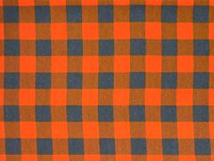 Mirtex Látka FLANEL 165 (K7 kostky velké oranžově-šedé) -150cm, 1 běžný metr