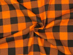 Mirtex Látka FLANEL 165 (K6 kostky velké oranžově-černé) -150cm, 1 běžný metr