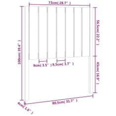 Vidaxl Čelo postele šedé 80,5 x 4 x 100 cm masivní borovice