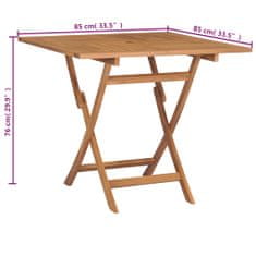 Greatstore Skládací zahradní stůl 85 x 85 x 76 cm masivní teakové dřevo
