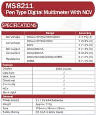 Multimetr PM8211 /MS8211/, automat, pen type