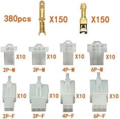 HADEX Sada konektorů faston 2,8mm, 2-3-4-6 pinů - 380ks