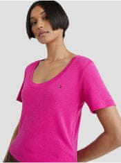 Tommy Hilfiger Tmavě růžové dámské tričko Tommy Hilfiger XS