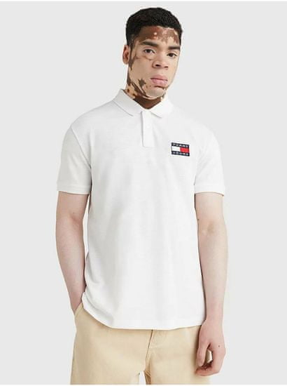 Tommy Jeans Bílé pánské polo tričko Tommy Jeans