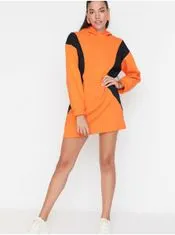 Trendyol Černo-oranžové mikinové šaty s kapucí Trendyol M