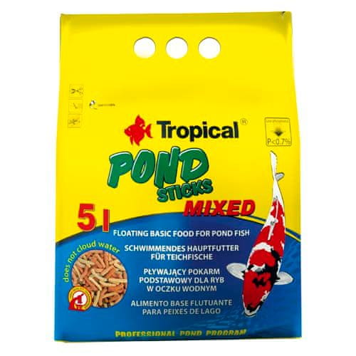 TROPICAL Pond Sticks Mixed 5l/400g plovoucí základní krmivo pro ryby v zahradních jezírkách