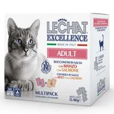 Monge LECHAT EXCELLENCE ADULT hovězí/losos multi pack 12x100g kapsička