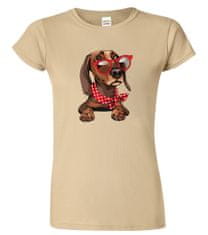 Hobbytriko Dámské tričko s jezevčíkem - Jezevčík v brýlích Barva: Apple Green (92), Velikost: 2XL, Střih: dámský