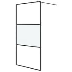 Greatstore Sprchová zástěna walk-in černá 100x195 cm napůl mléčné ESG sklo